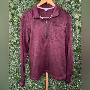 Eddie Bauer Men's Burgundy Zip-Up Sweater